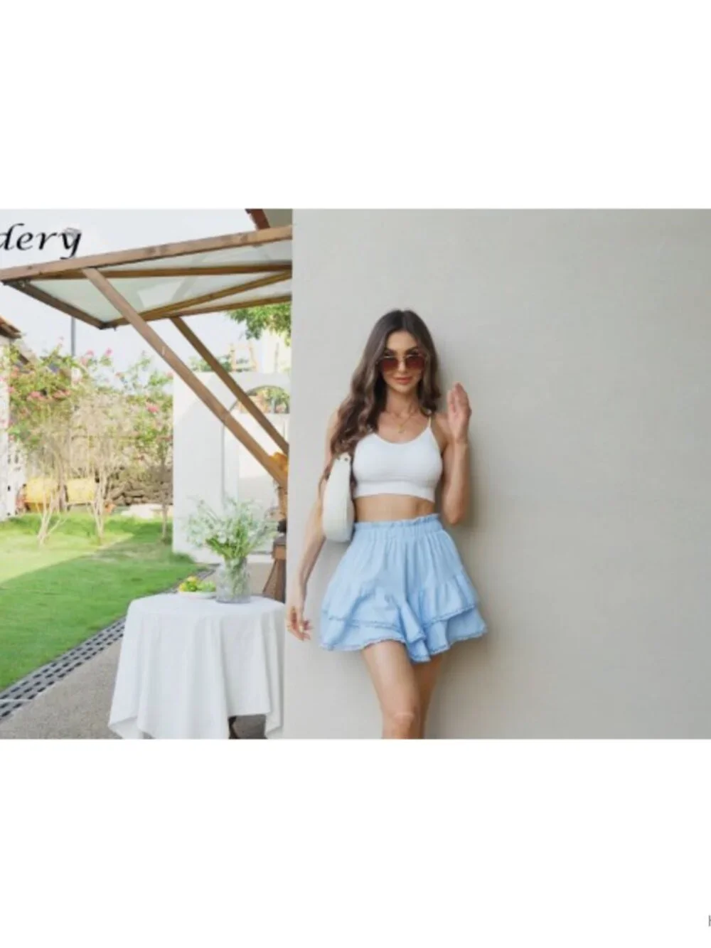 Boho Ruffle Tiered Skort High Waist Cotton Blend Skirt